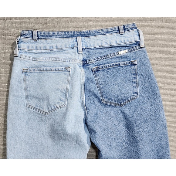 KanCan Two Tone Colorblock Straight Leg Jeans Blue Split Wash Size 5 26 - Picture 6 of 9